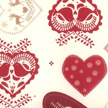Mixed Folkloric Hearts Holiday Print Paper ~ Tassotti 